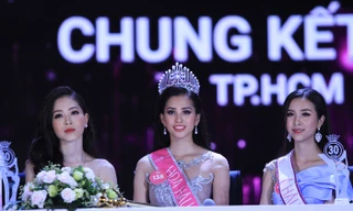 Vẻ đẹp nổi bật của tân Hoa hậu và 2 Á hậu trong lần đầu ra mắt báo giới. Ảnh: Nguyễn Mạnh Hà 