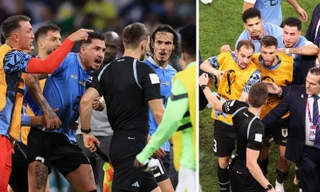 Cầu thủ Uruguay đuổi theo 'hỏi tội' trọng tài sau khi bị loại khỏi World Cup 2022 