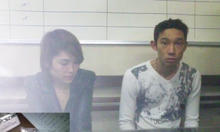 Hai đối tượng Hằng và Hải tại trụ sở công an phường Trần Hưng Đạo