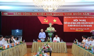 Toàn cảnh buổi làm việc của Bộ trưởng Công an với Tỉnh ủy Nam Định.