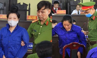 Bị cáo Lò Thị Trường và Hoàng Thị Thành (từ trái sang) 