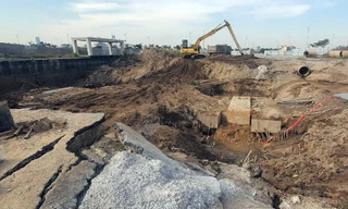 Hầm đường bộ trong Khu đô thị Bắc Sông Cấm sụt lún nghiêm trọng