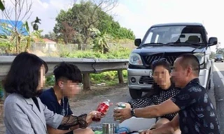 Tước GPLX, phạt 5,5 triệu đồng tài xế dừng xe mở tiệc ăn trên cao tốc