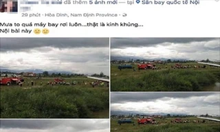 Dòng trạng thái máy bay rơi được người phụ nữ đăng tải trên mạng xã hội.