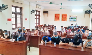 Các đối tượng tại cơ quan công an.