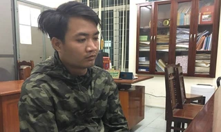 Đối tượng Bùi Văn Biên tại cơ quan cảnh sát.