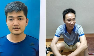 Trần Thái Bảo (phải ảnh) và Phạm Khương Duy tại cơ quan công an.