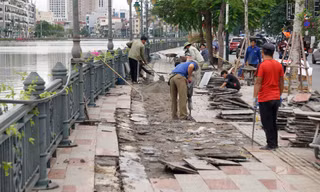 Vỉa hè phố đi bộ nghìn tỷ ở Hải Phòng chưa bàn giao liên tục nứt vỡ