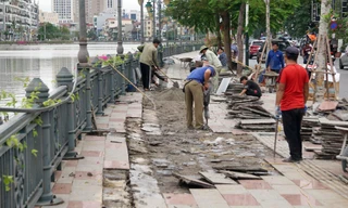 Vỉa hè phố đi bộ nghìn tỷ ở Hải Phòng chưa bàn giao liên tục nứt vỡ