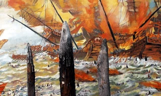 Mô phỏng một trong những trận đánh trên sông Bạch Đằng. Ảnh: Tư liệu mô phỏng