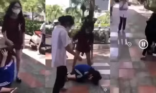 Hình ảnh nữ sinh Hải Phòng bị nhóm bạn đánh tập thể. 