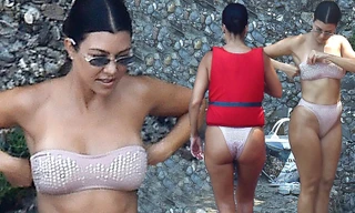 Chị cả nhà Kim Kardashian dáng tròn trịa hút mắt trên biển