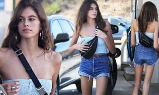 Con gái 16 tuổi của Cindy Crawford khoe dáng 'sếu vườn'