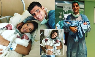 Chân sút Tây Ban Nha Morata đón hai con trai sinh đôi đầu lòng
