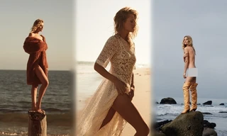 Tình cũ tài tử Titanic táo bạo thoát y trước biển