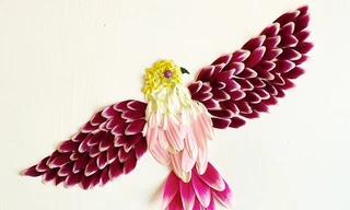 Độc đáo những bức tranh cắt dán từ hoa và rau củ quả