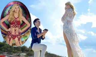 Thiên thần nội y cao 1m80 được cầu hôn bằng chữ khổng lồ trên cát