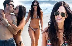 Mỹ nhân ‘Transformers’ Megan Fox diện bikini, quấn quýt bên chồng