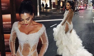 Nóng bỏng đầm tiệc xuyên thấu táo bạo của mỹ nhân Úc Olympia Valance