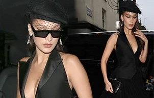 Bella Hadid yêu kiều gợi cảm với đầm khoét sâu không nội y