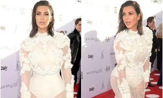 Kim Kardashian khoe dáng 'đồng hồ cát' với bodysuit xuyên thấu
