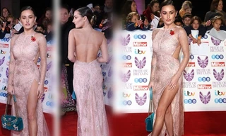 Mỹ nhân đôi mươi Amber Davies váy xẻ lộng lẫy như nữ thần