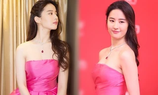 ‘Công chúa’ Lưu Diệc Phi gợi cảm với đầm hồng cúp ngực 