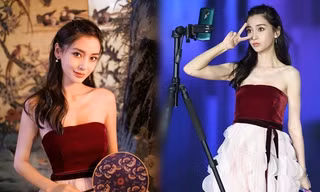 Người đẹp lai Angelababy trẻ xinh như công chúa với váy vai trần