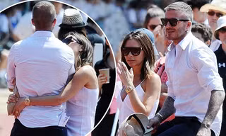 Victoria Beckham vòng tay ôm eo chồng tình tứ, nở nụ cười hiếm hoi