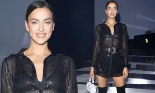Irina Shayk mặc xuyên thấu lộ nội y đi dự show ở Ý