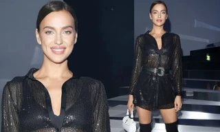 Irina Shayk mặc xuyên thấu lộ nội y đi dự show ở Ý
