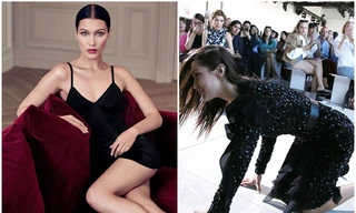 Đi giày cao lênh khênh, Bella Hadid ngã nhào trên sàn catwalk
