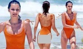 Bella Hadid áo tắm hút mắt đùa giỡn sóng biển 