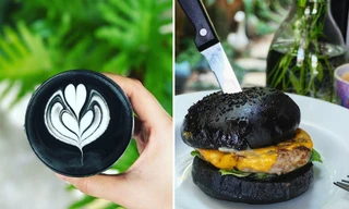 Đồ ăn, thức uống chứa than hoạt tính có màu đen đặc trưng. Ảnh: EW. 