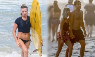 Biểu tượng gợi cảm Mỹ gợi cảm lướt ván, say đắm bên chồng 