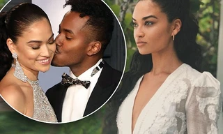 Thiên thần nội y Shanina Shaik diện váy cưới lung linh bên bờ biển