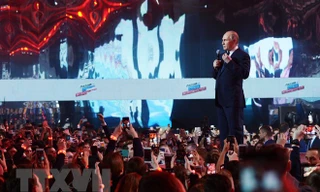 Tổng thống Nga Vladimir Putin phát biểu tại một diễn đàn ở Moskva ngày 15/3. (Nguồn: AFP/TTXVN) 