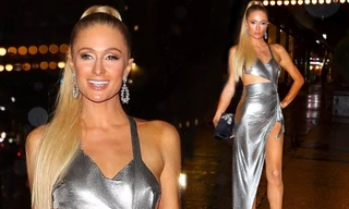 Paris Hilton mặc váy xẻ cao hớ hênh tới dự tiệc của Kim 'siêu vòng ba'
