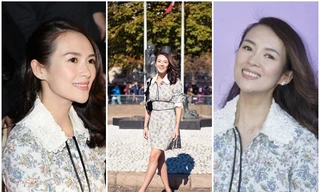 Chương Tử Di đẹp nền nã, thu hút ‘rừng’ máy ảnh ở Paris