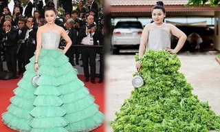 Phản ứng bất ngờ của Phạm Băng Băng với váy cosplay làm từ rau diếp