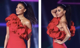 Giọng ca Mỹ Nicole Scherzinger bốc lửa với đầm đỏ ôm sát tôn đường cong