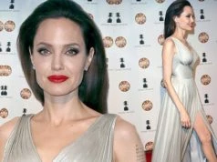 Angelina Jolie diện váy xẻ cao, đẹp lộng lẫy như nữ thần