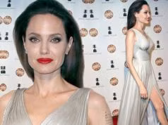 Angelina Jolie diện váy xẻ cao, đẹp lộng lẫy như nữ thần