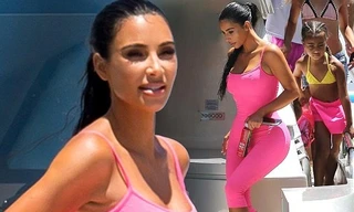 Kim ‘siêu vòng ba’ mặc bó sát đi nghỉ cùng các con ở Miami