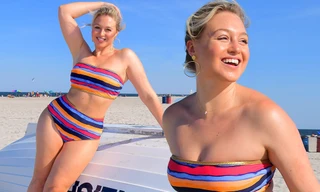 Mỹ nhân ngoại cỡ Iskra Lawrence rạng ngời dưới nắng biển