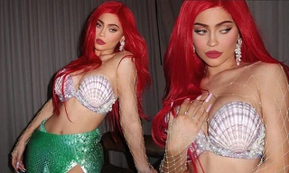 Kylie Jenner mặc áo ngực vỏ sò hóa trang thành nàng tiên cá