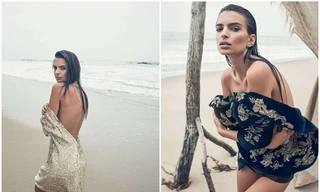 Thả dáng trên biển, ‘bông hồng nước Anh’ lưng trần đầy quyến rũ