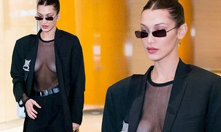 Bella Hadid lấp ló 'vòng 1' đi thử nội y