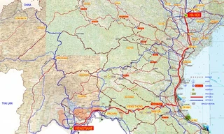 Hướng tuyến dự kiến của cao tốc Hà Nội - Viêng Chăn.