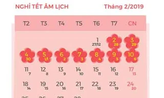 Lịch nghỉ Tết Âm lịch 2019.